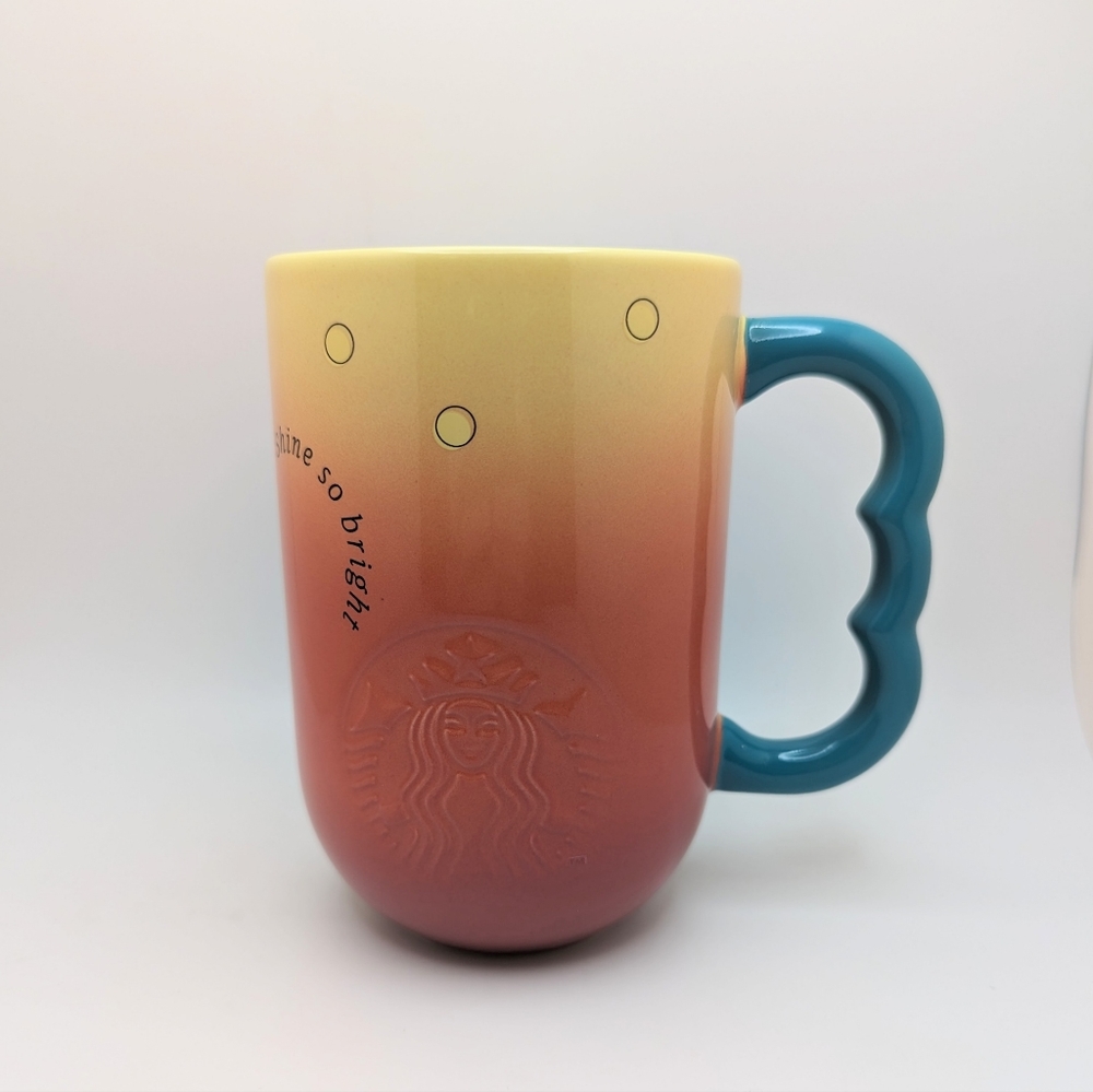 Starbucks Asia "Shine Bright" 10oz pink/yellow ceramic mug BNWT